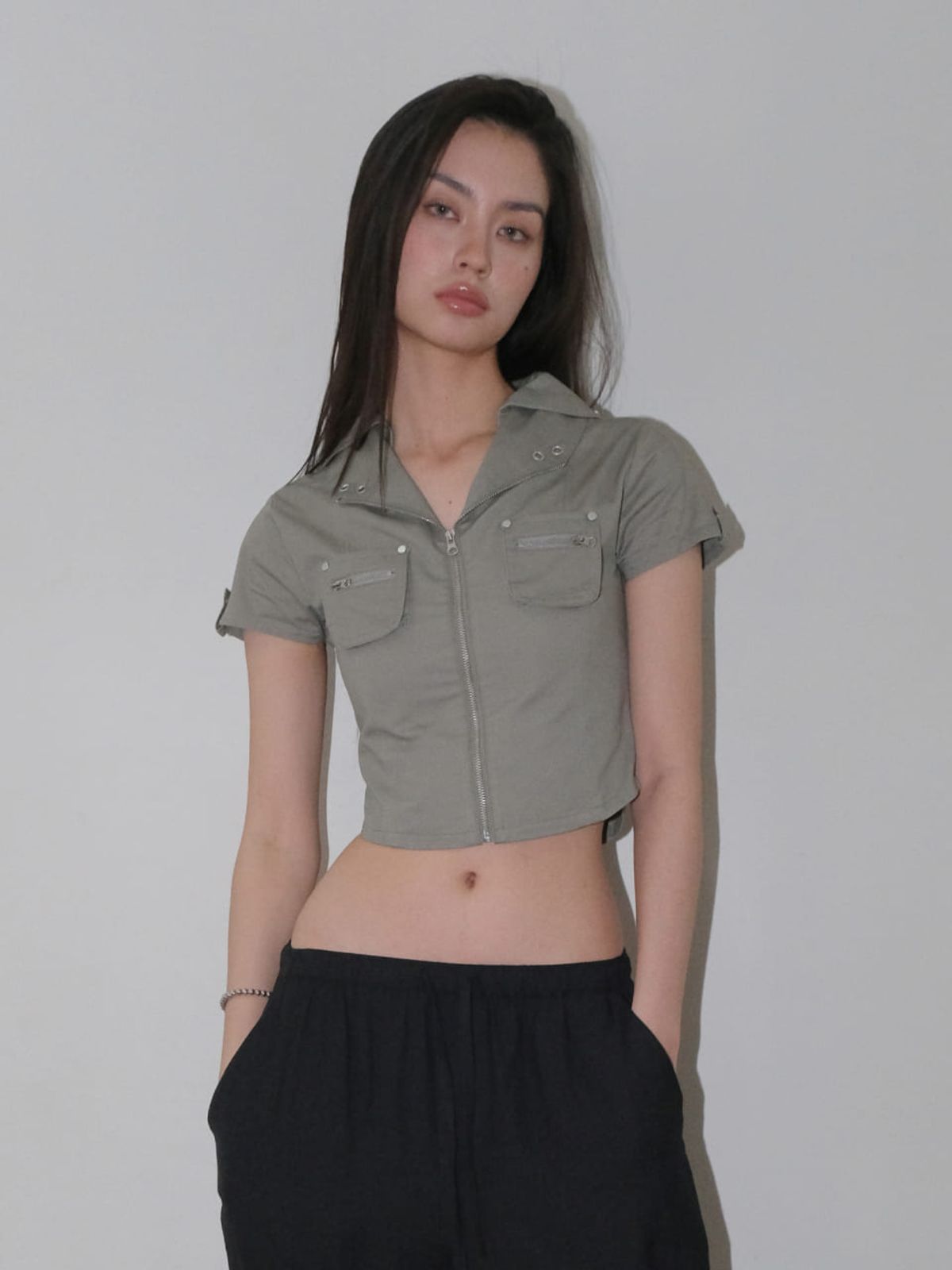 오디너리 홀리데이(ORDINARY HOLIDAY) SHORT SLEEVE ZIP-UP SHIRTS [LIGHT KHAKI]