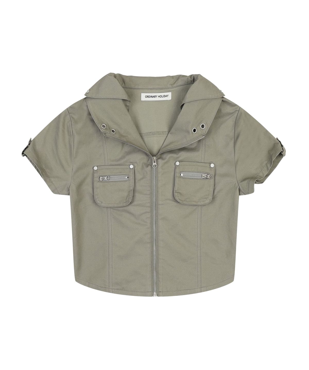 오디너리 홀리데이(ORDINARY HOLIDAY) SHORT SLEEVE ZIP-UP SHIRTS [LIGHT KHAKI]