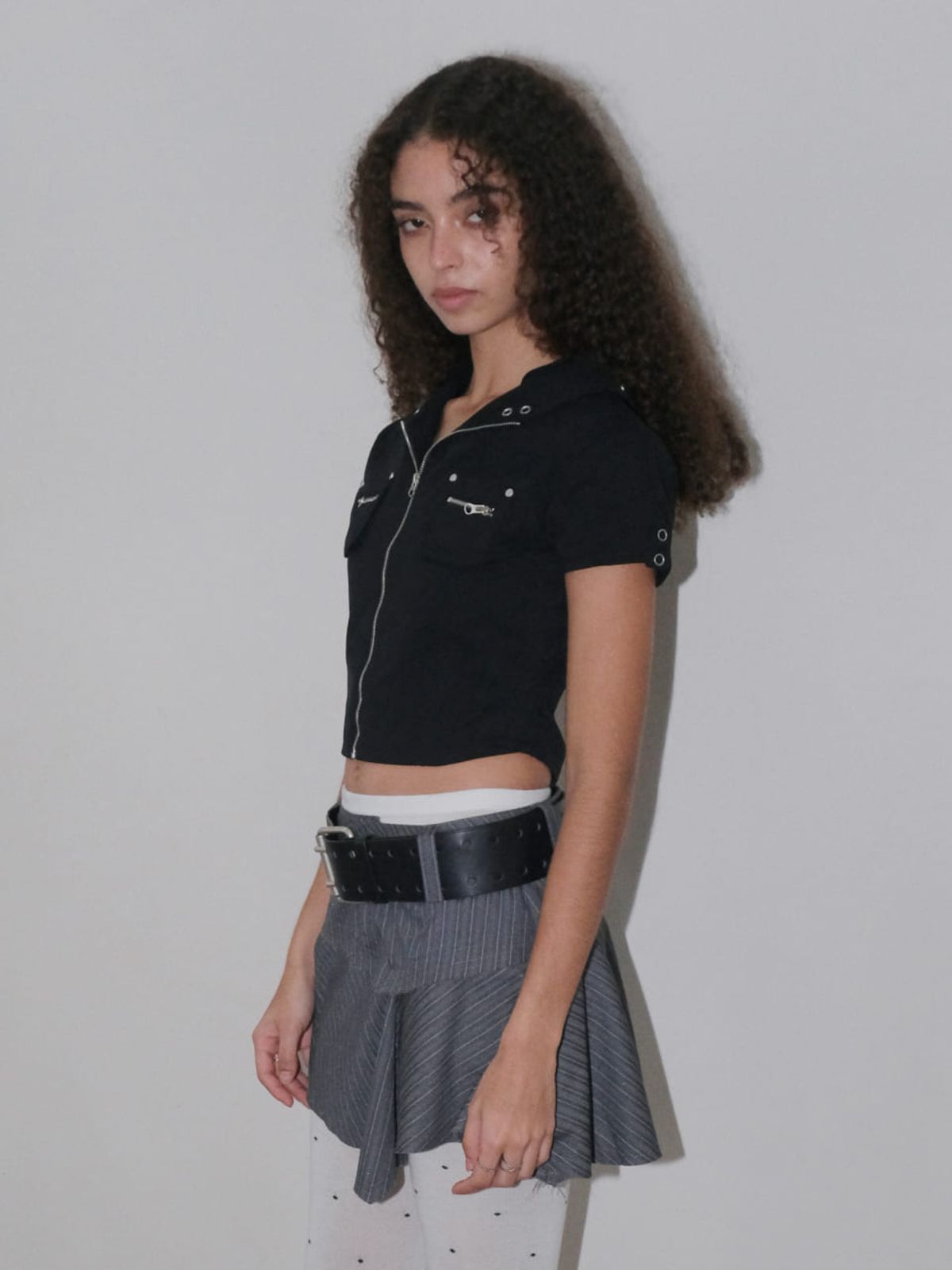 오디너리 홀리데이(ORDINARY HOLIDAY) SHORT SLEEVE ZIP-UP SHIRTS [BLACK]