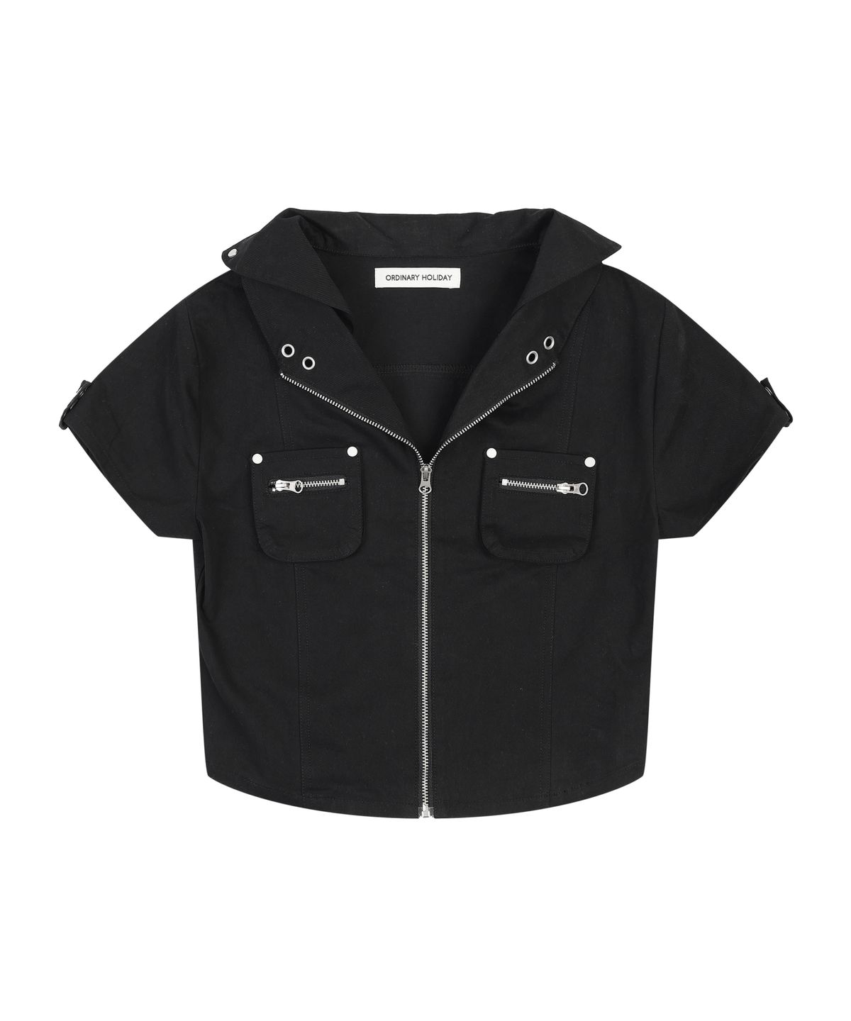 오디너리 홀리데이(ORDINARY HOLIDAY) SHORT SLEEVE ZIP-UP SHIRTS [BLACK]