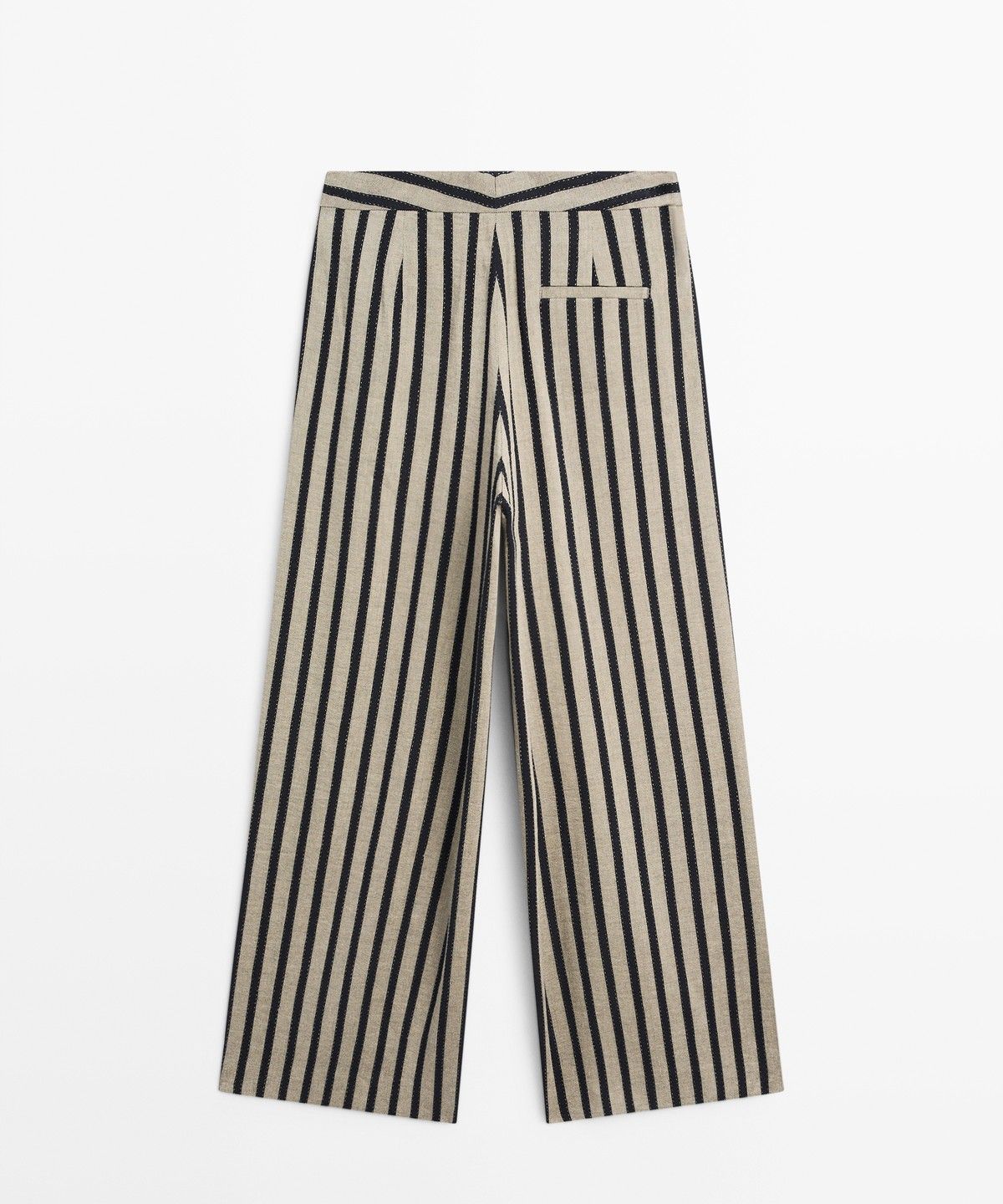 마시모두띠(MASSIMO DUTTI) 린넨 블렌드 스트라이프 와이드 팬츠