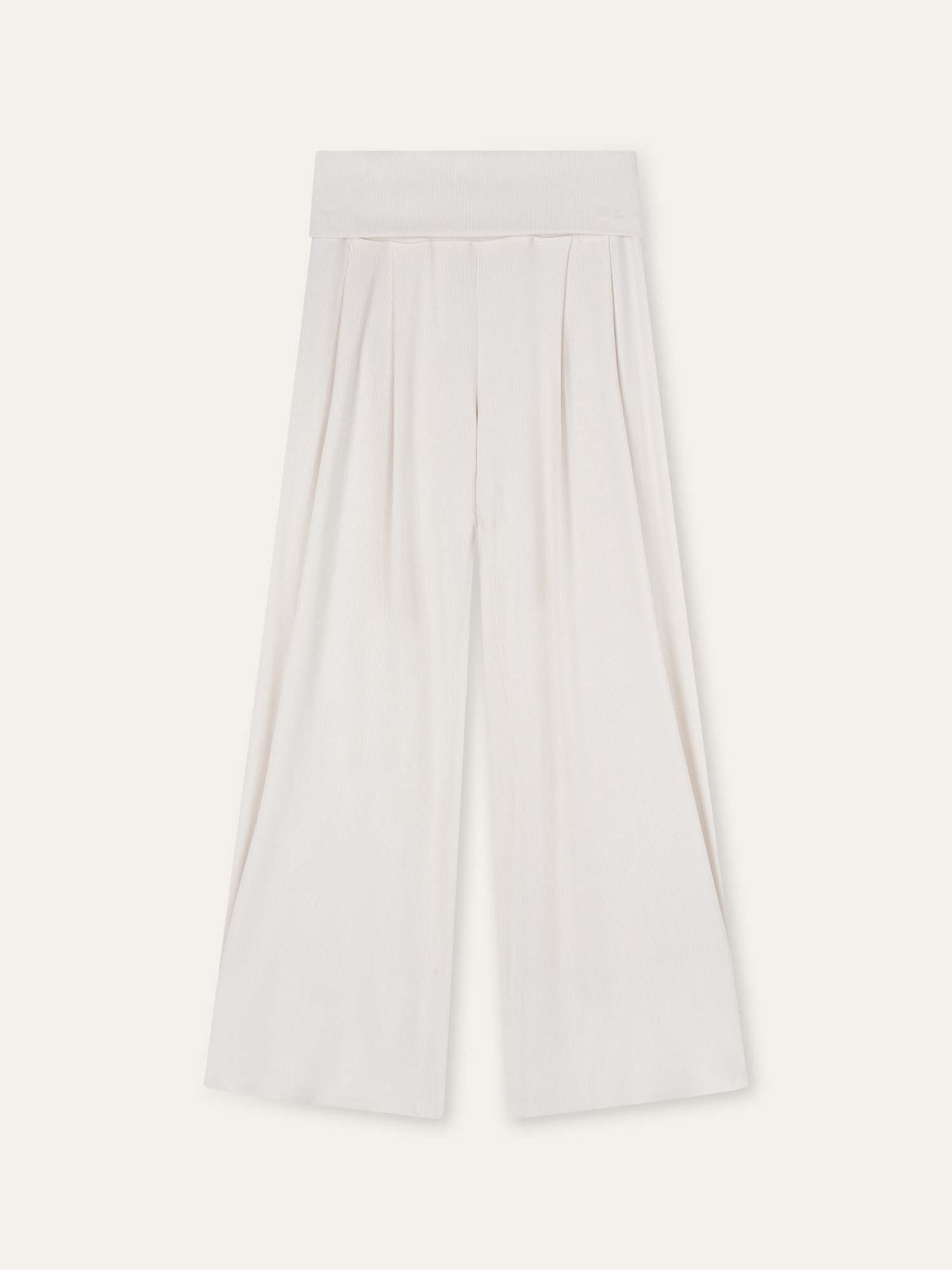 오베르(AUBER) Foldable Ribbed Wide Pants - Ivory