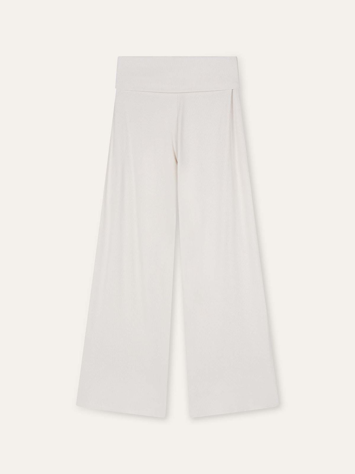 오베르(AUBER) Foldable Ribbed Wide Pants - Ivory
