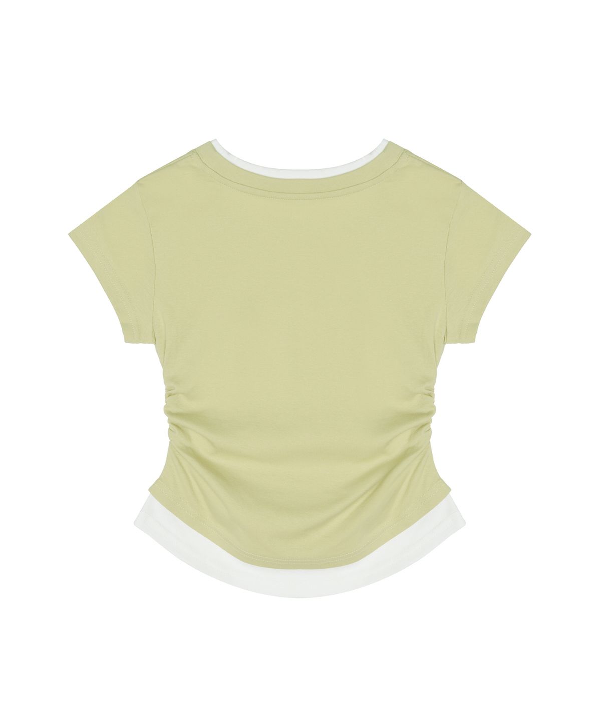 닉앤니콜(NICK&NICOLE) LAYERED SHIRRING SLIM TOP_OLIVE