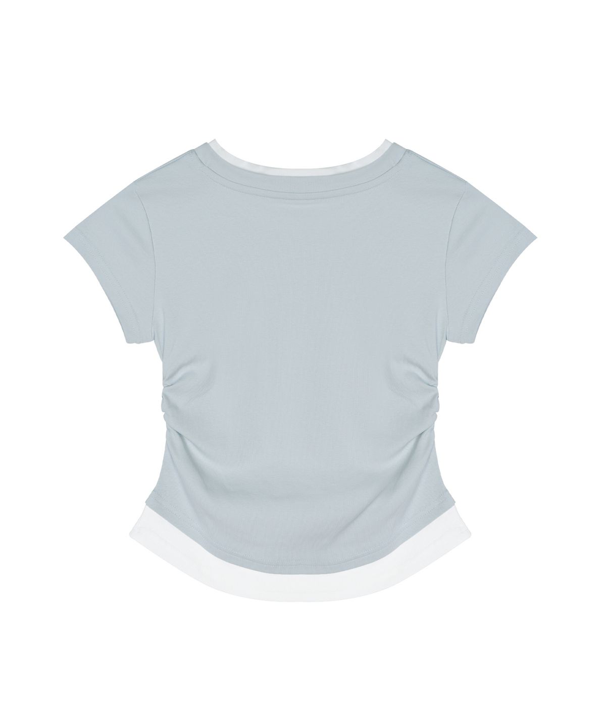 닉앤니콜(NICK&NICOLE) LAYERED SHIRRING SLIM TOP_SKY BLUE