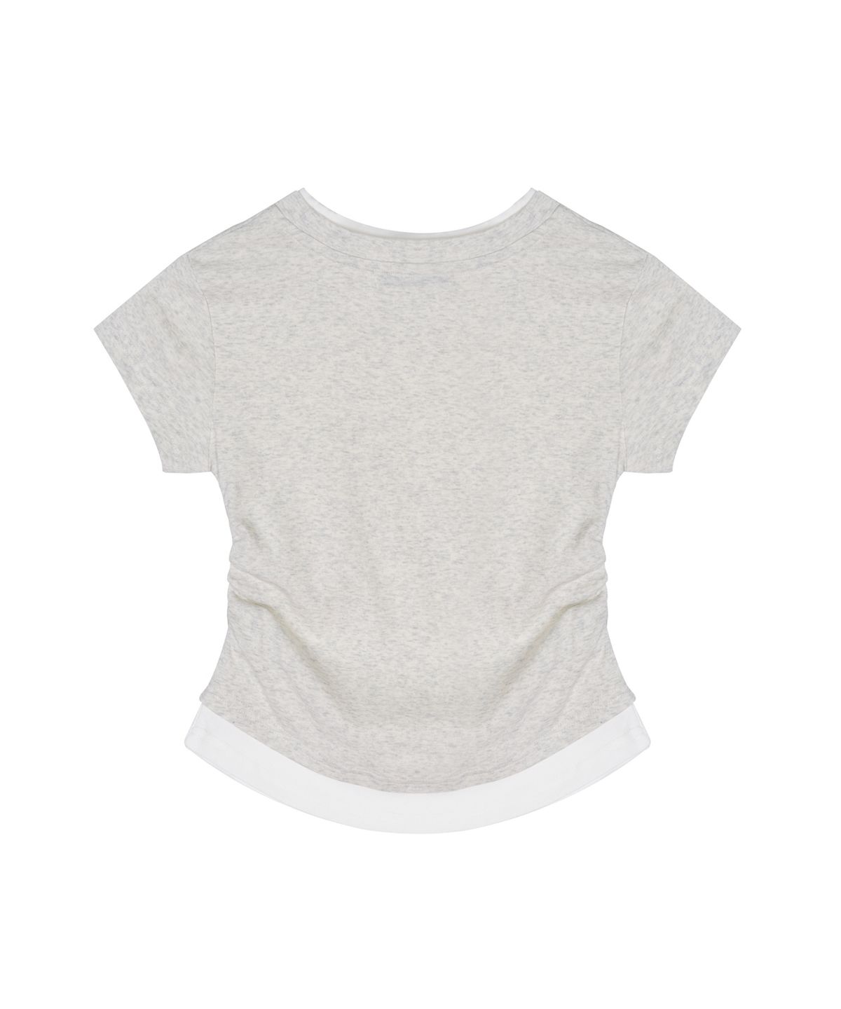닉앤니콜(NICK&NICOLE) LAYERED SHIRRING SLIM TOP_MELANGE