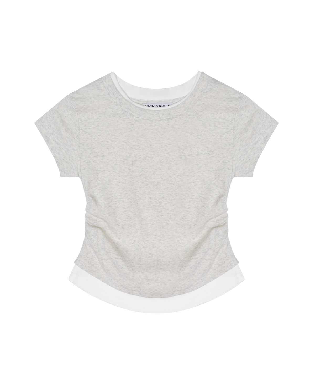 닉앤니콜(NICK&NICOLE) LAYERED SHIRRING SLIM TOP_MELANGE