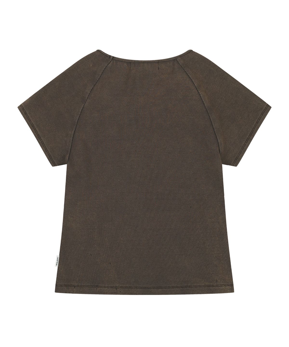 오디너리 홀리데이(ORDINARY HOLIDAY) LACE UP SLEEVES T-SHIRT [BROWN]