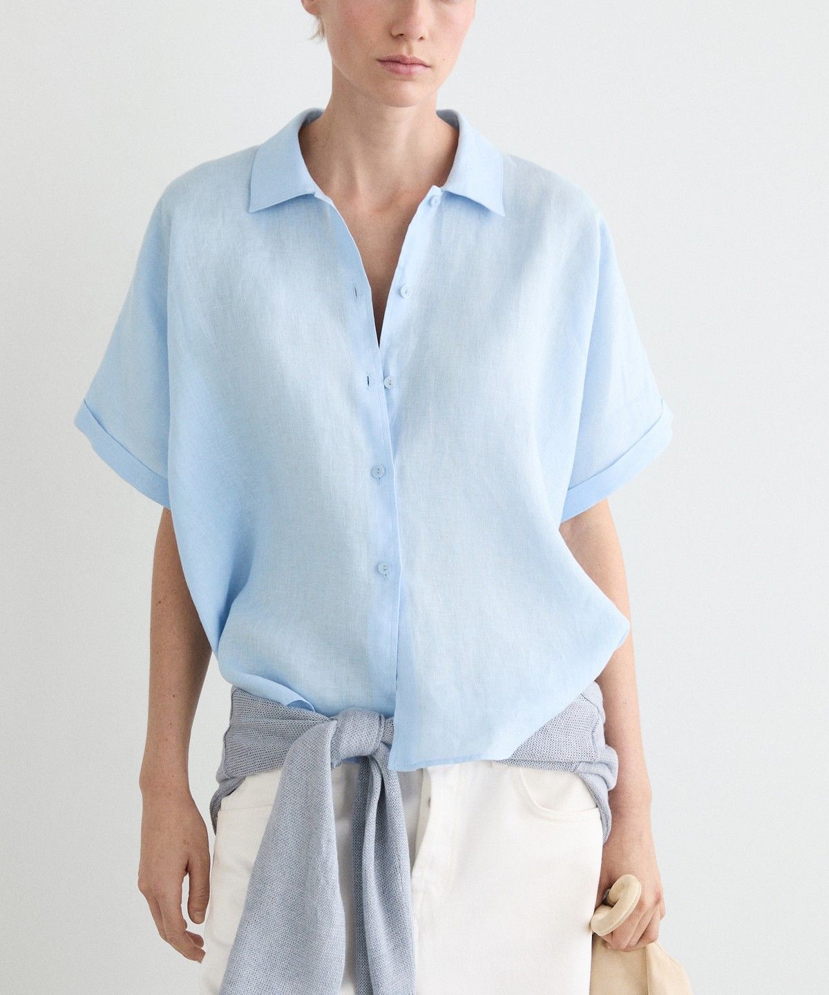 마시모두띠(MASSIMO DUTTI) 100% 리넨 반팔 셔츠