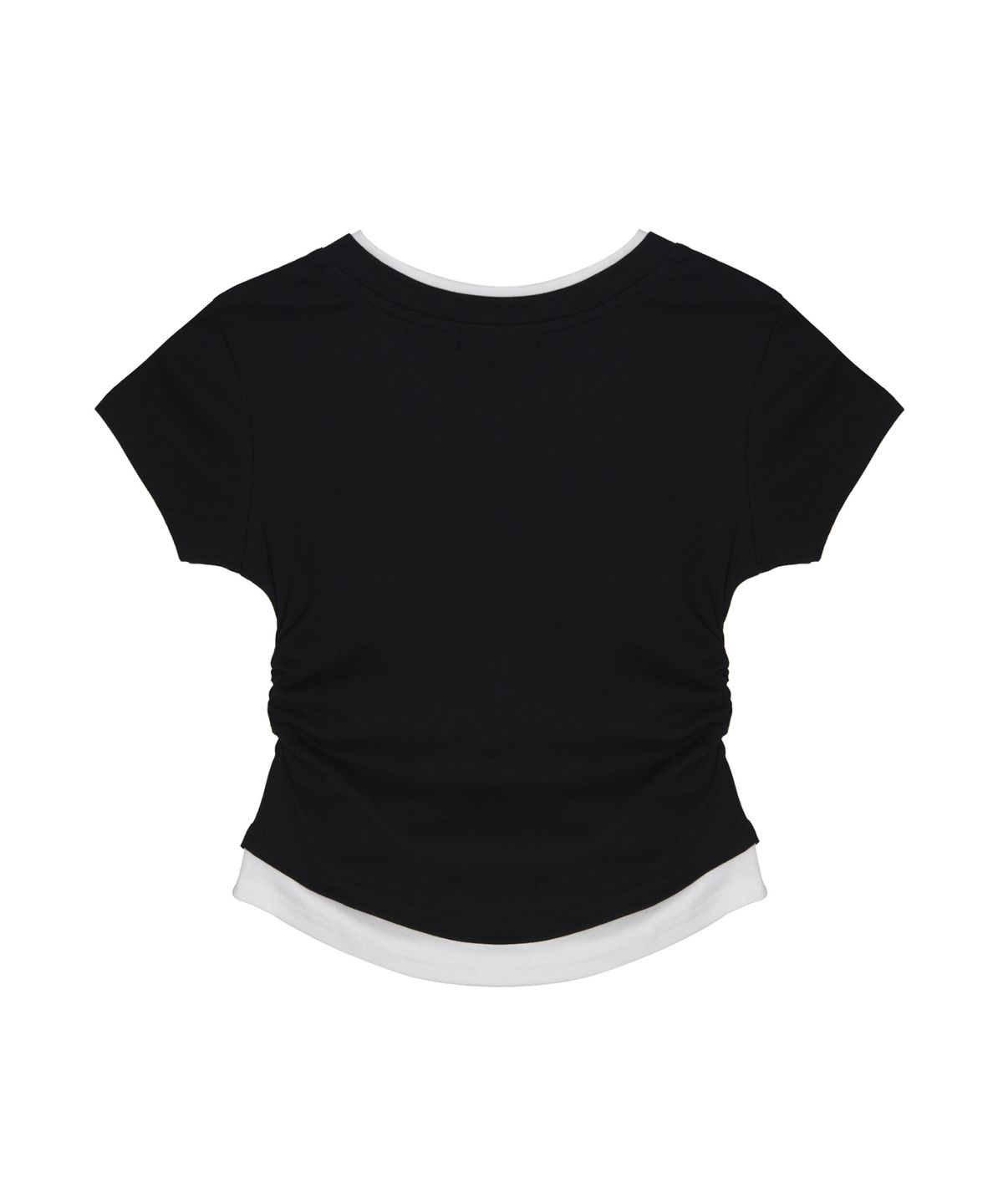 닉앤니콜(NICK&NICOLE) LAYERED SHIRRING SLIM TOP_BLACK
