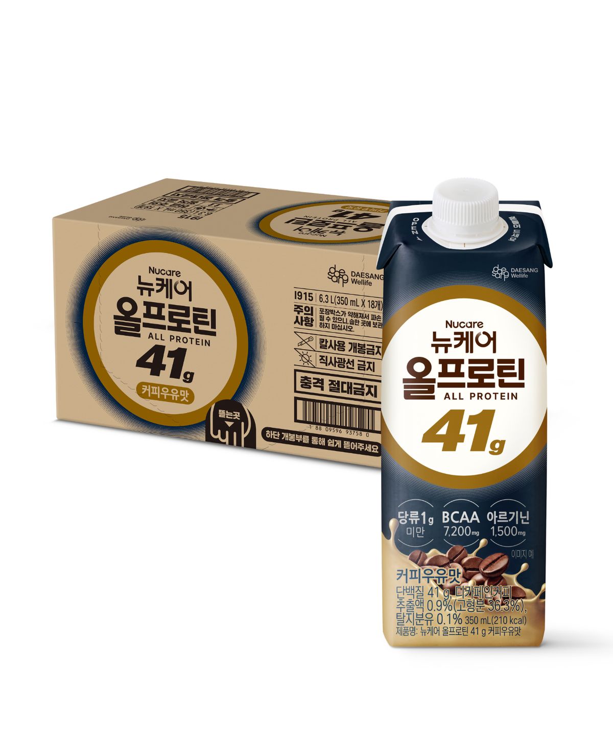 뉴케어(NUCARE) 18팩) 뉴케어 올프로틴 41g  고단백 드링크 커피우유맛 350ml