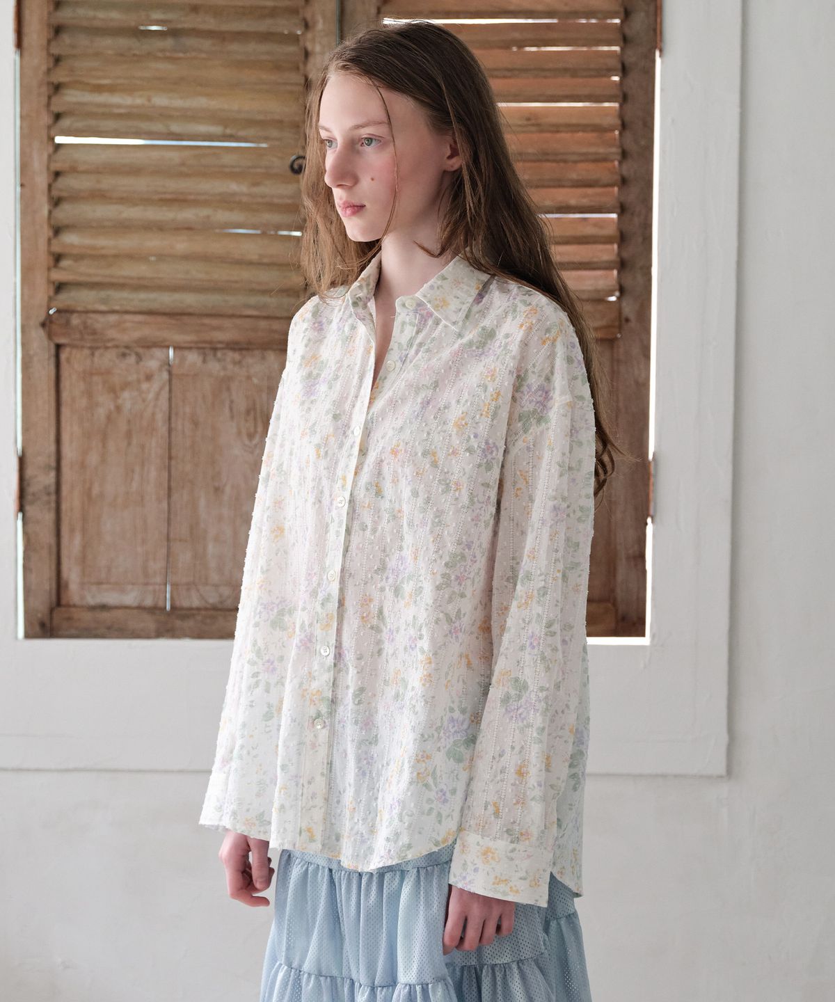 펀프롬펀(FUNFROMFUN) Eyelet Over Fit Shirts, Floral