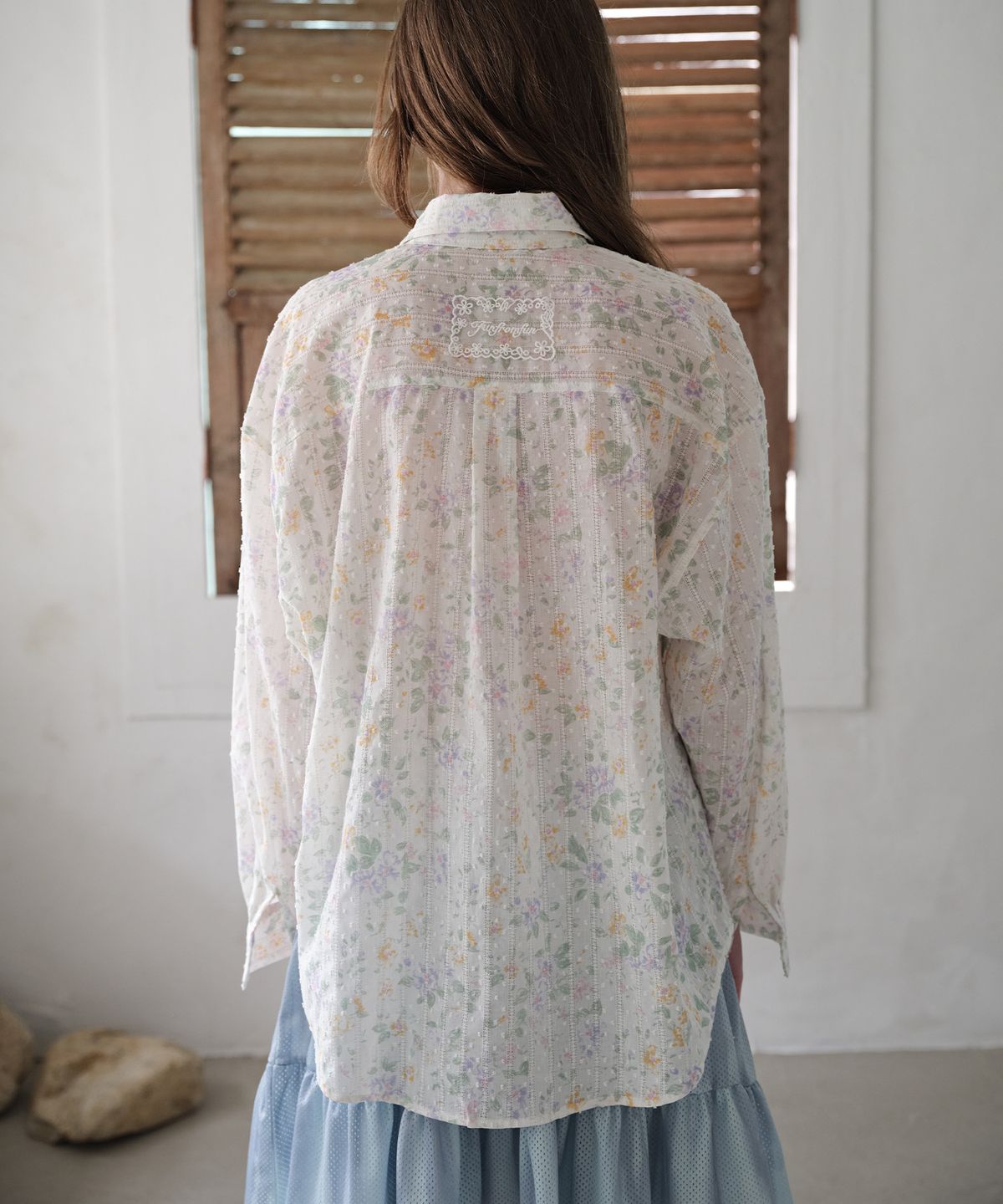 펀프롬펀(FUNFROMFUN) Eyelet Over Fit Shirts, Floral