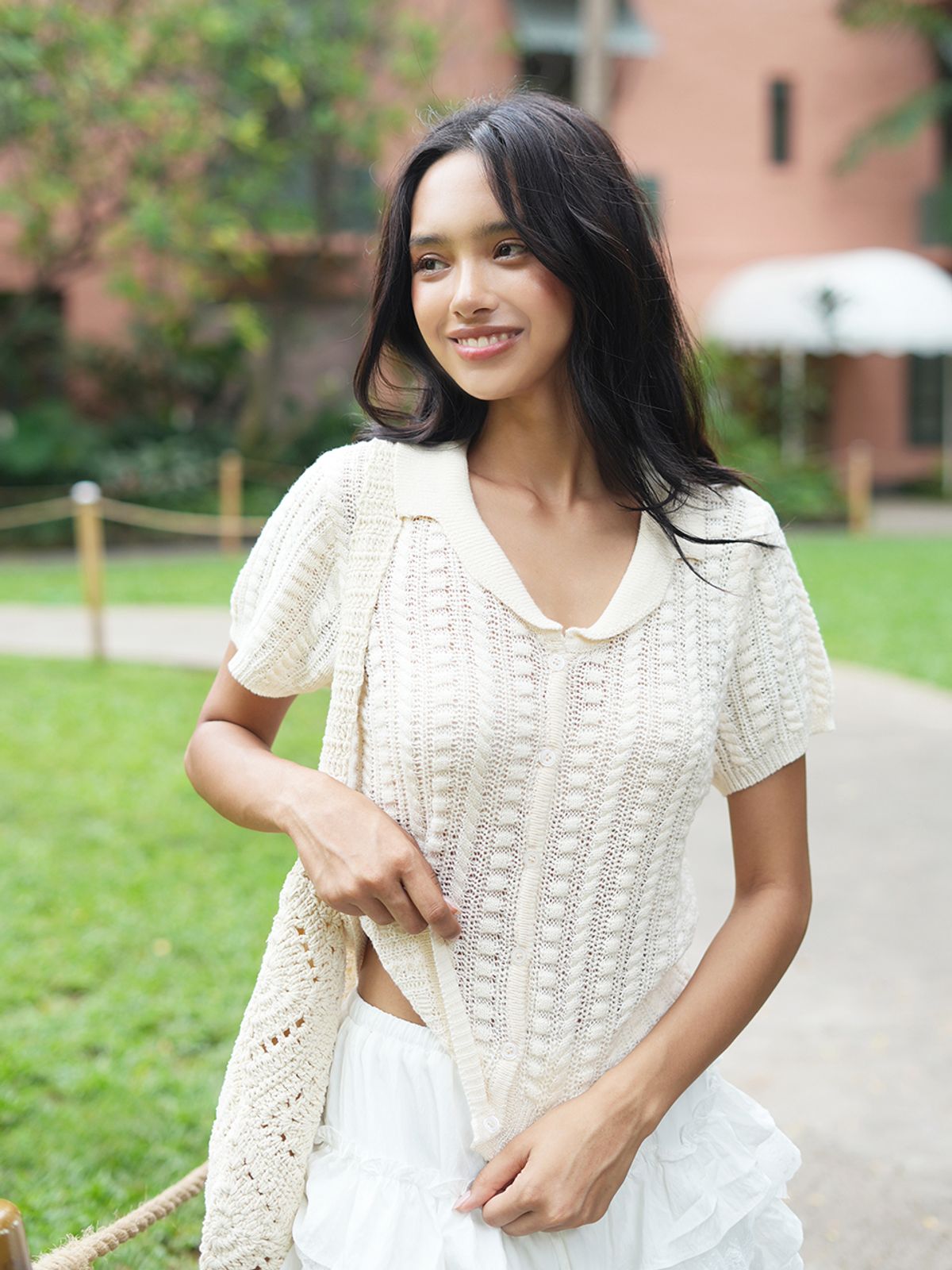 랭앤루(LANGNLU) HAMOA Half Sleeve Cardigan(하모아)_CREAM