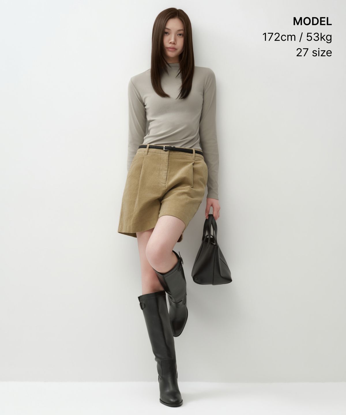 무신사 스탠다드 우먼(MUSINSA STANDARD WOMAN) 우먼즈 원 턱 와이드 코듀로이 쇼츠 [클래식 베이지]