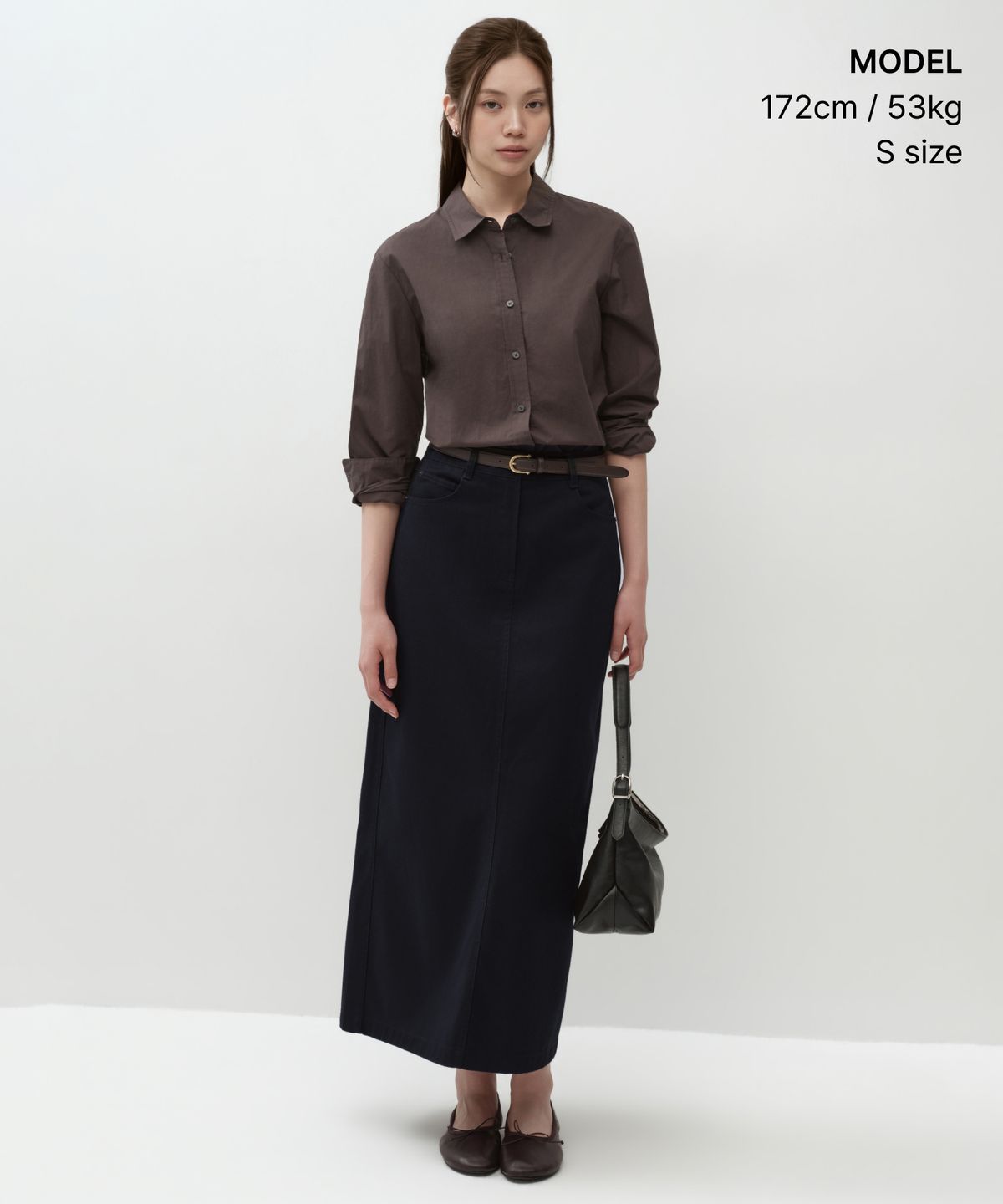 무신사 스탠다드 우먼(MUSINSA STANDARD WOMAN) 우먼즈 CP 맥시 스커트 [다크 네이비]