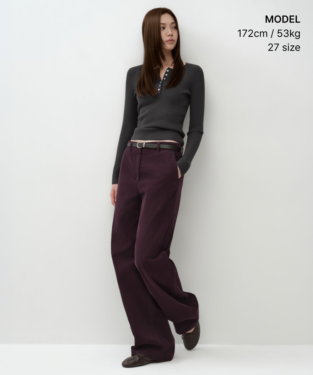 무신사 스탠다드 우먼(MUSINSA STANDARD WOMAN) 우먼즈 와이드 코듀로이 팬츠 [플럼]