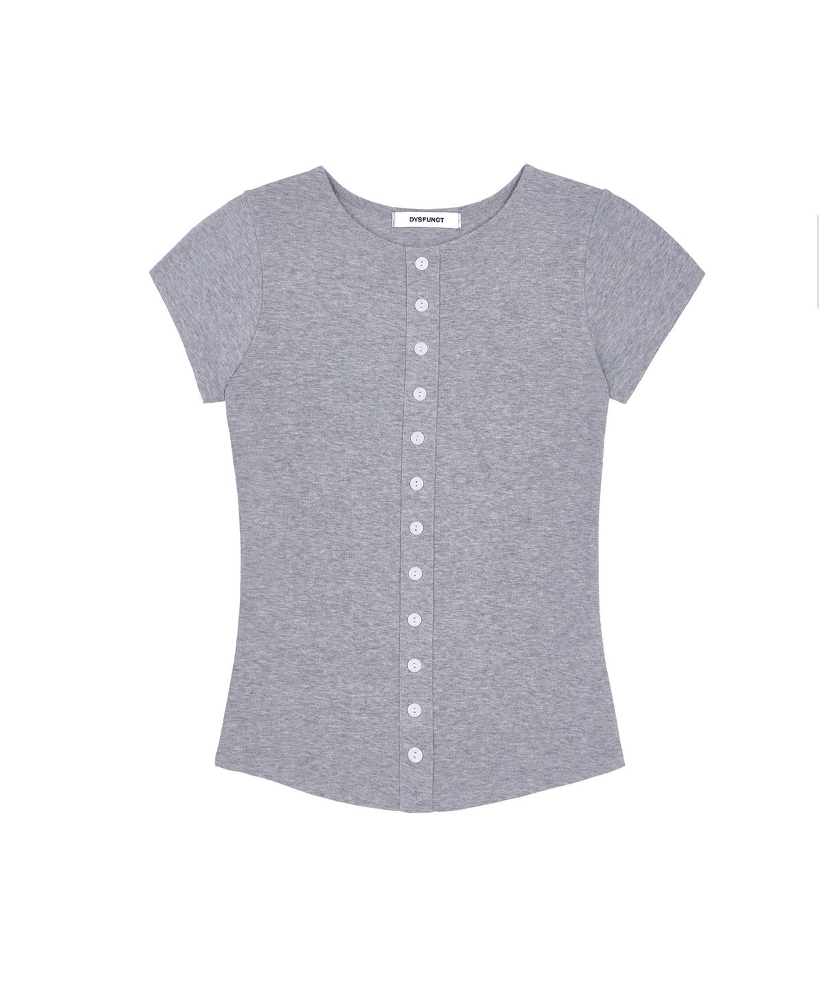 디스펑트(DYSFUNCT) BUTTON DETAIL CAP SLEEVES TOP(GRAY)