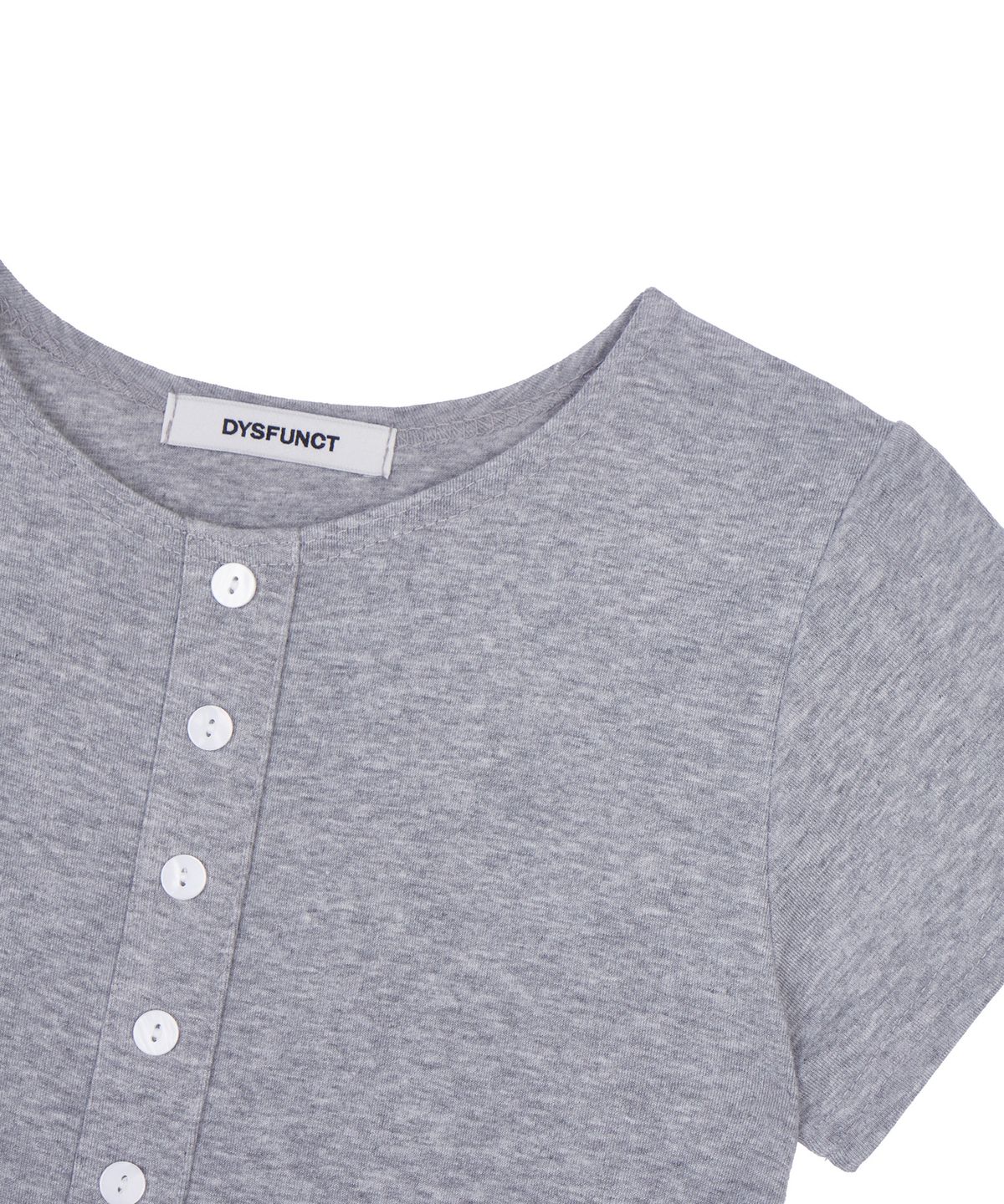 디스펑트(DYSFUNCT) BUTTON DETAIL CAP SLEEVES TOP(GRAY)