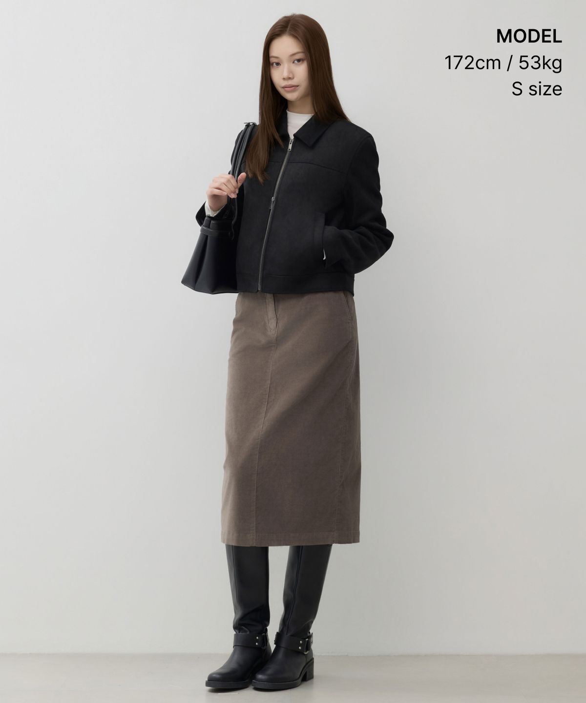 무신사 스탠다드 우먼(MUSINSA STANDARD WOMAN) 우먼즈 벨베틴 미디 스커트 [토프]