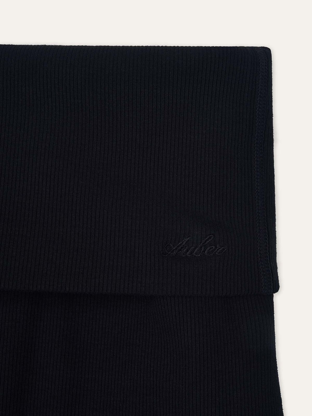오베르(AUBER) Foldable Ribbed Shorts - Black