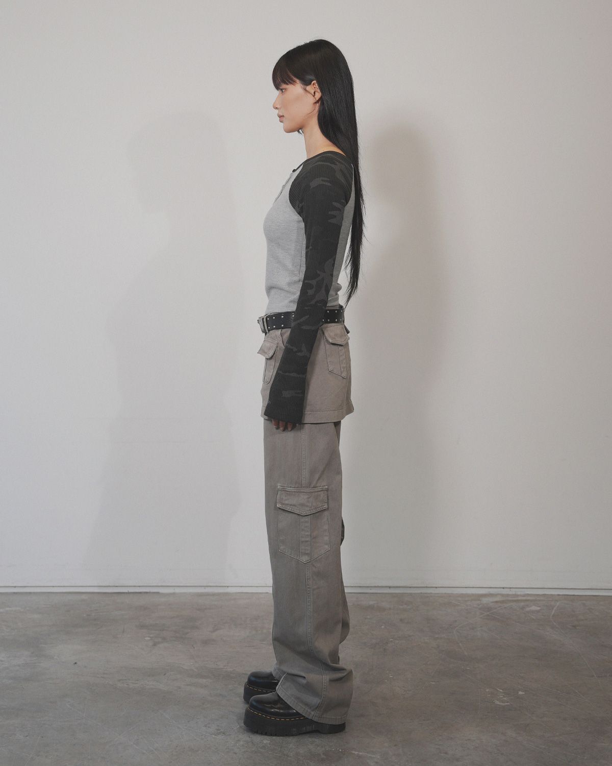 여린(YEORIN) Multi Pocket Layer Pants (Grey)