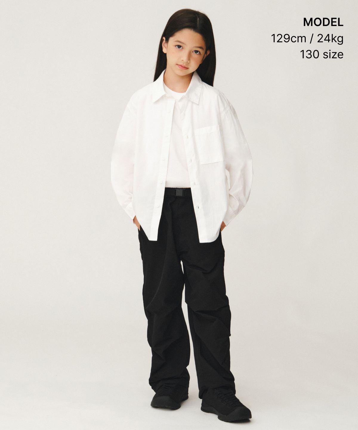 무신사 스탠다드 키즈(MUSINSA STANDARD KIDS) [시티 레저] NP 사이드 지퍼 파라슈트 팬츠 [블랙]