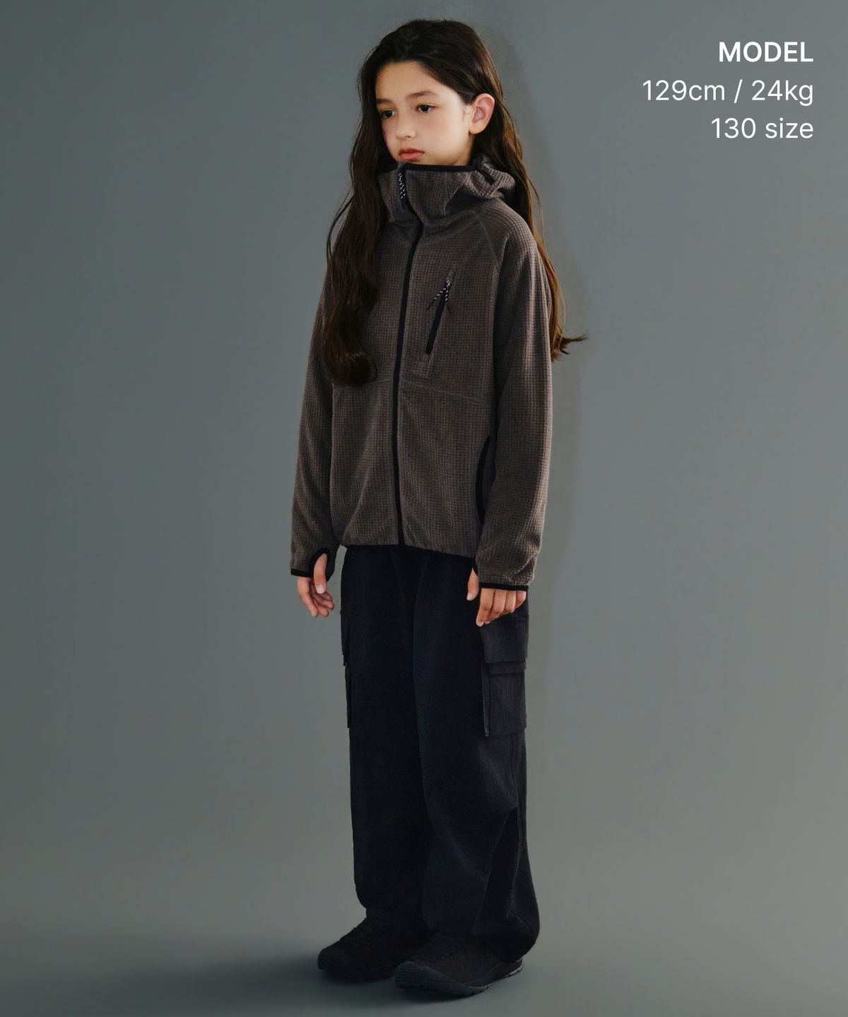 무신사 스탠다드 키즈(MUSINSA STANDARD KIDS) [시티 레저] 속기모 와이드 벨티드 카고 팬츠 [블랙]