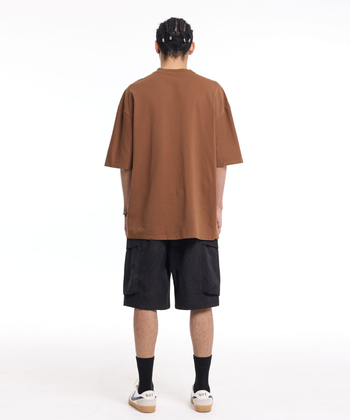 크림소다랩(CREAM SODA LAB) 워시드 빅 카고 와이드 워크 숏팬츠 블랙