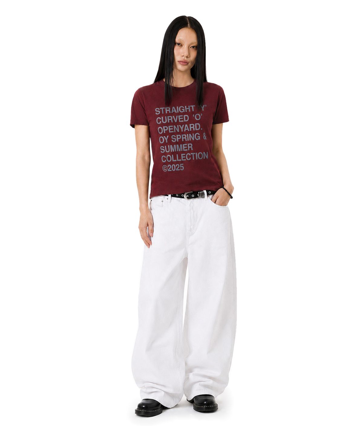 오픈야드(오와이)(OPENYARD(OY)) BOLD LETTERS TEE - BURGUNDY