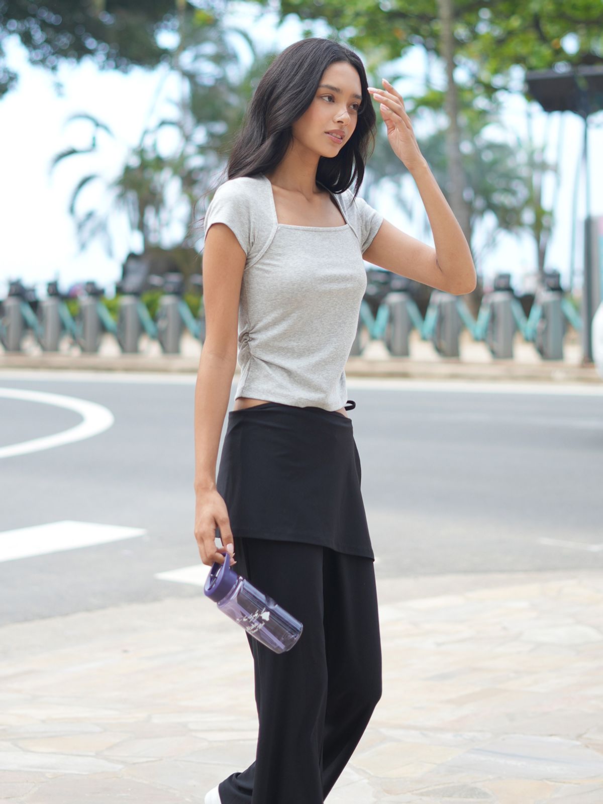 랭앤루(LANGNLU) POEL Bolero T-Shirt(포엘)_GREY