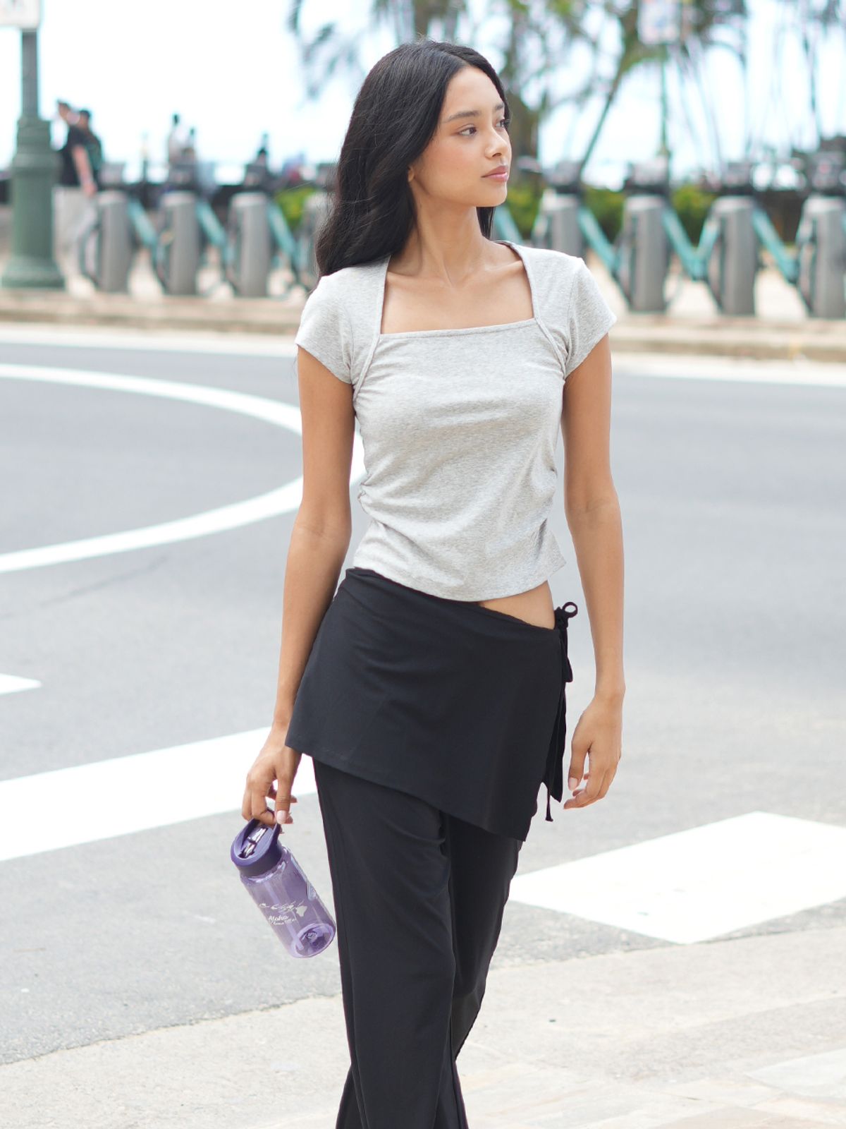 랭앤루(LANGNLU) POEL Bolero T-Shirt(포엘)_GREY