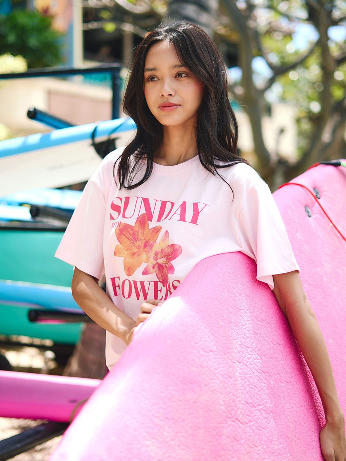랭앤루(LANGNLU) CADENA Over Fit T-Shirts(카데나)_LIGHT PINK