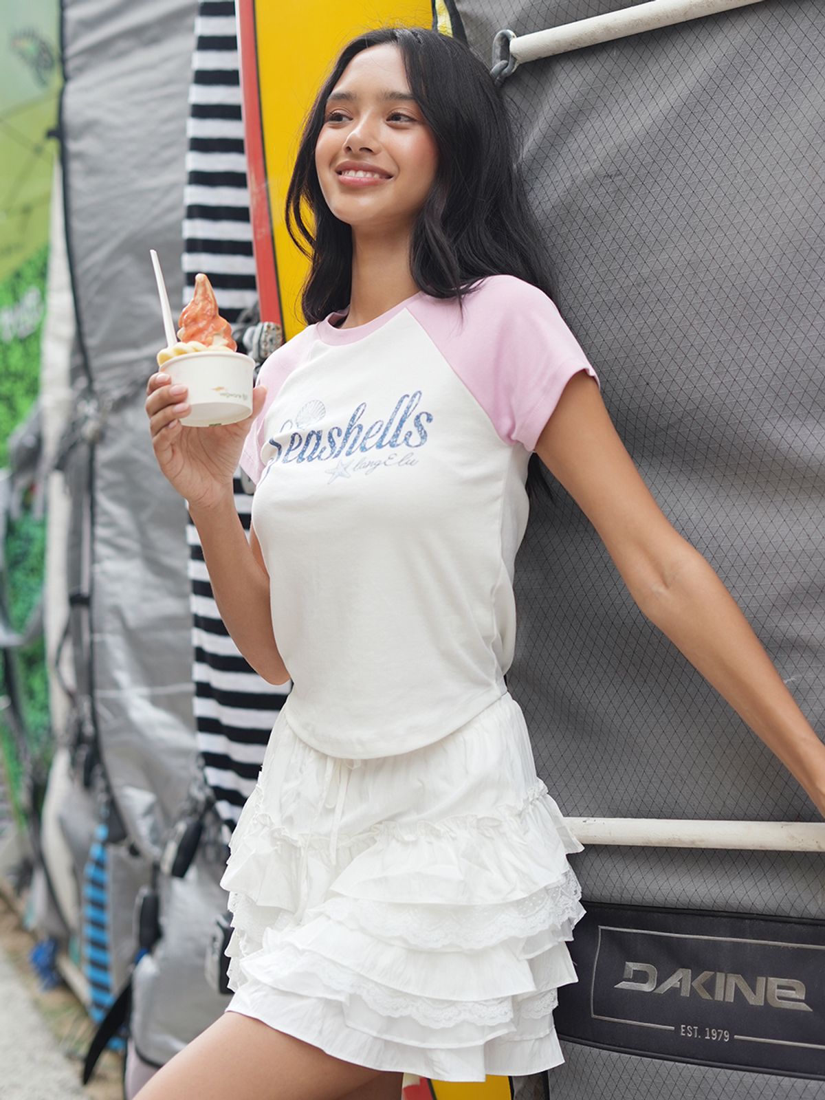 랭앤루(LANGNLU) SHELLS Raglan T-Shirts(쉘즈)_PINK