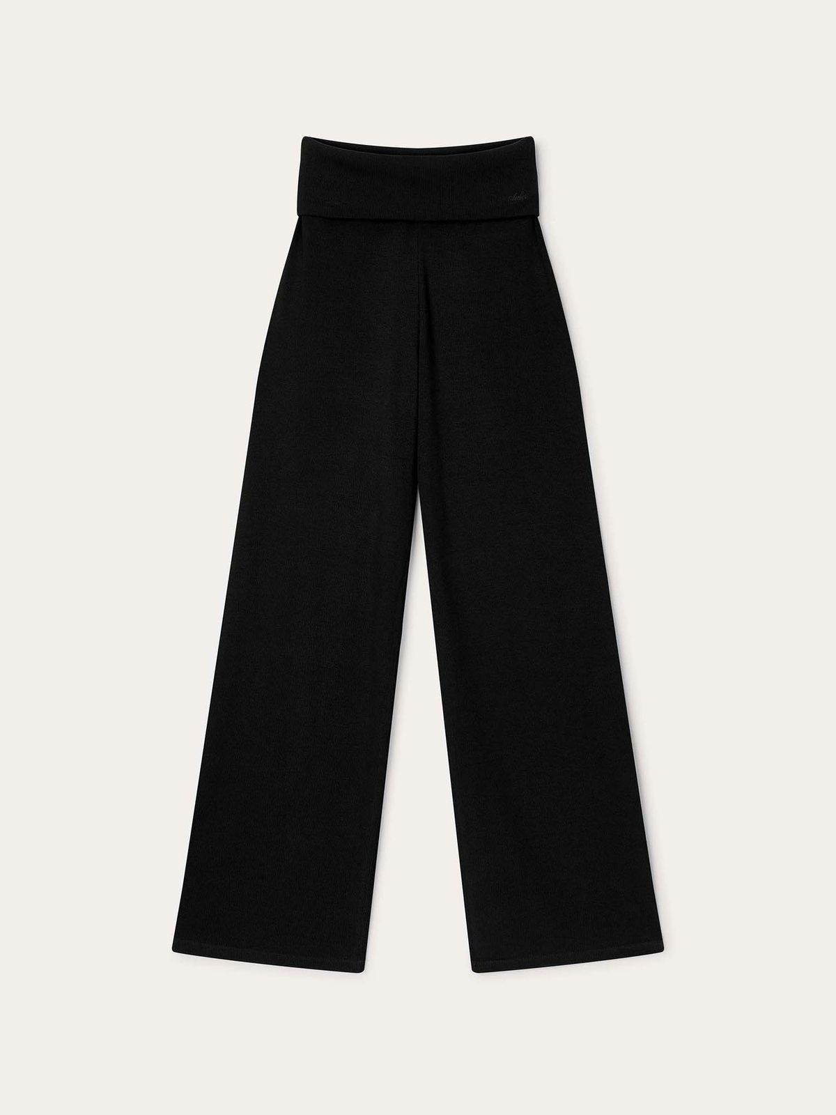 오베르(AUBER) Foldable Ribbed Straight Pants - Black