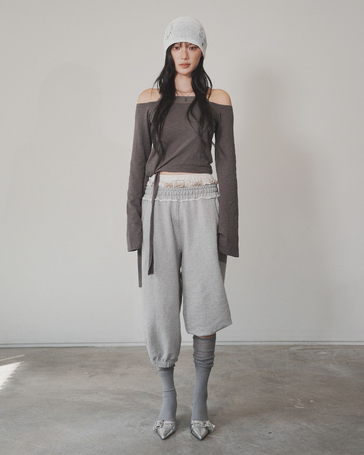 여린(YEORIN) Sagging Jogger Pants (M Grey)