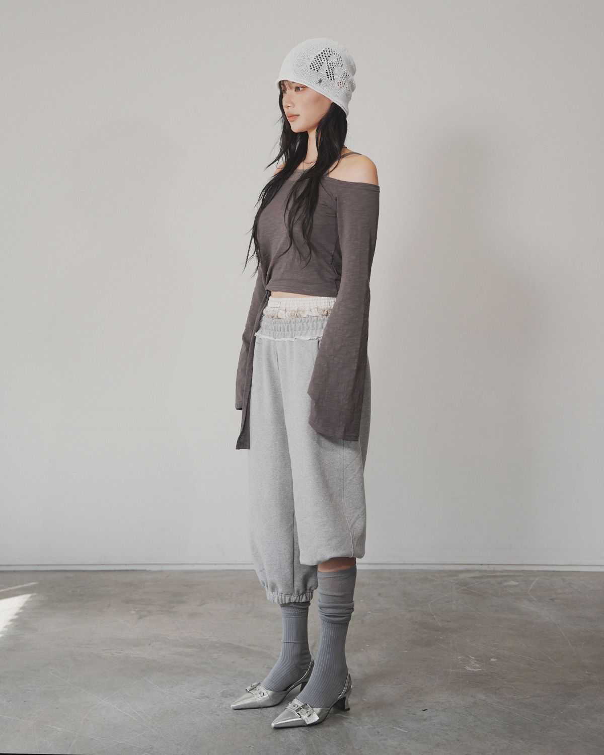 여린(YEORIN) Sagging Jogger Pants (M Grey)
