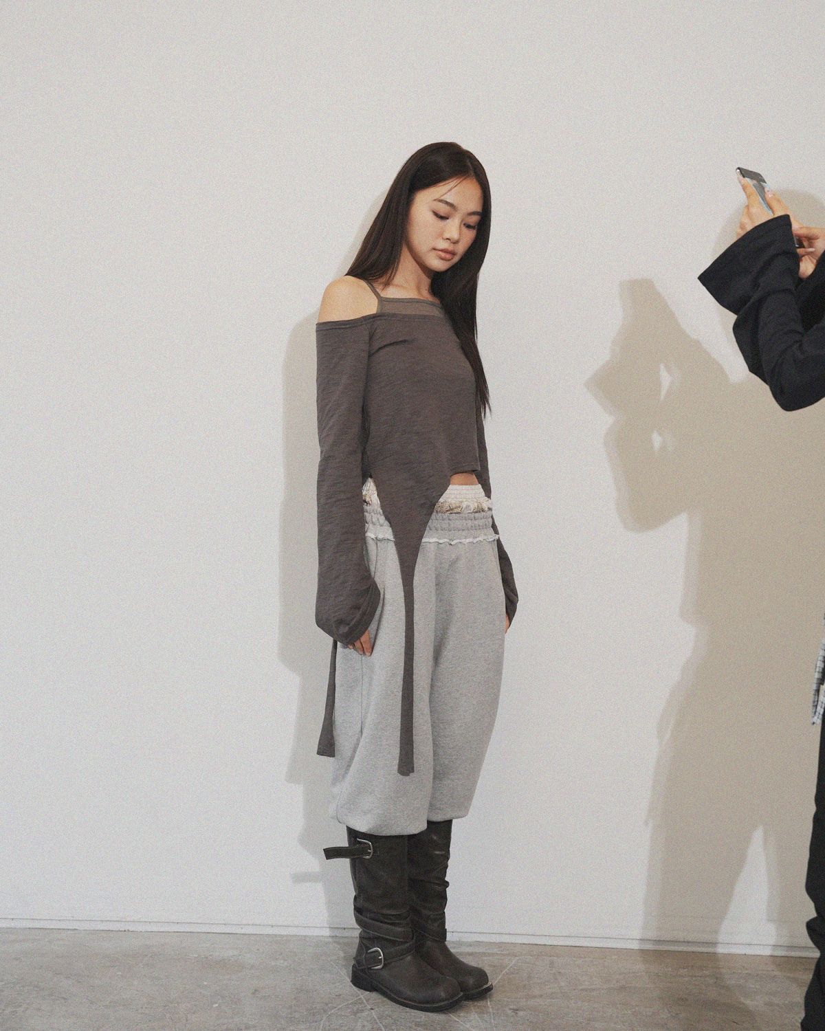 여린(YEORIN) Sagging Jogger Pants (M Grey)