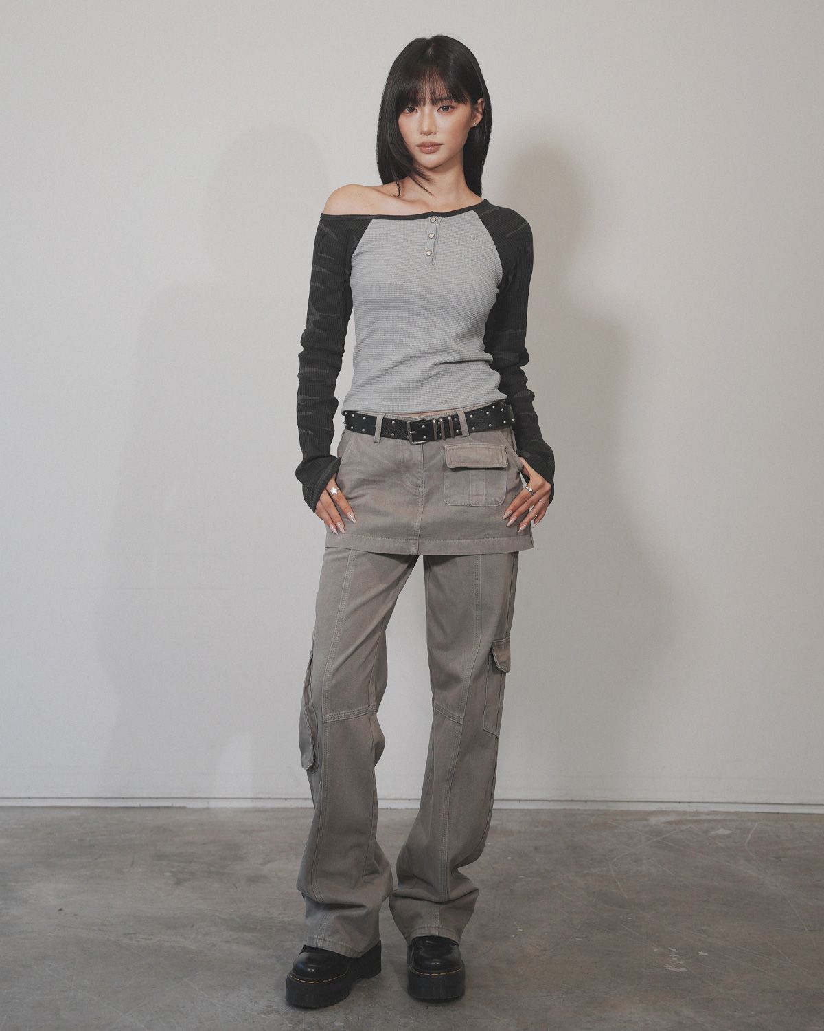 여린(YEORIN) Slim Stud Belt (Black)