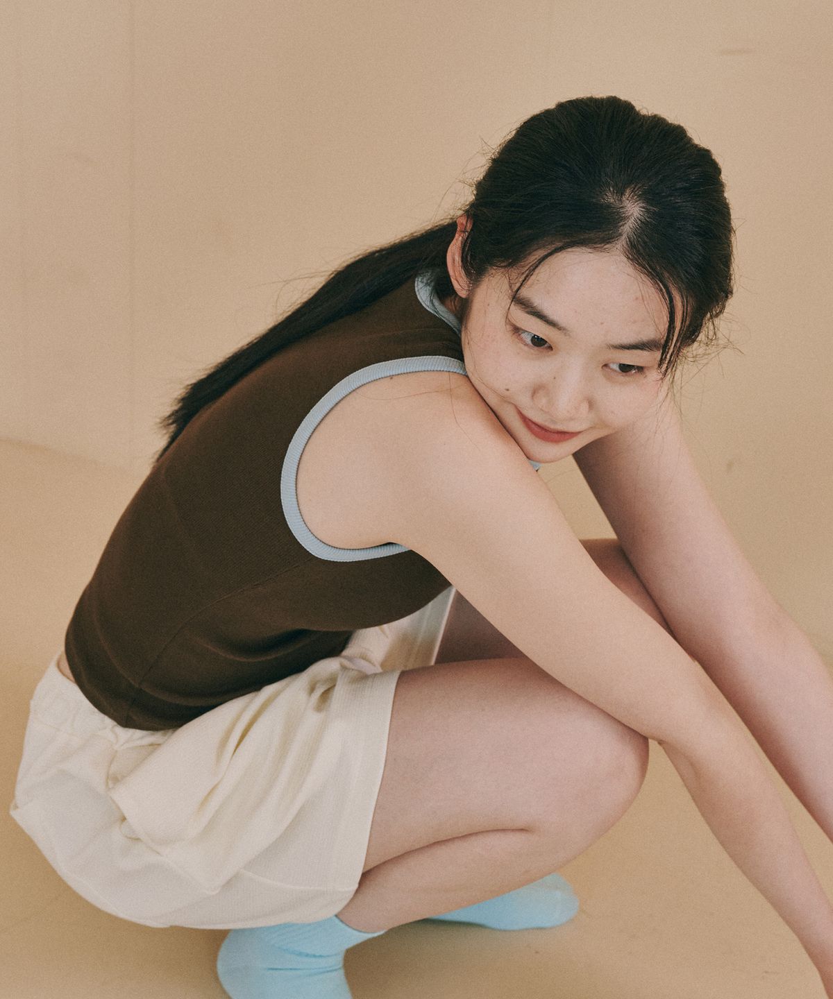 오끼뜨(OGGITT) 베이직 코튼 캡 내장 나시 민트코코아