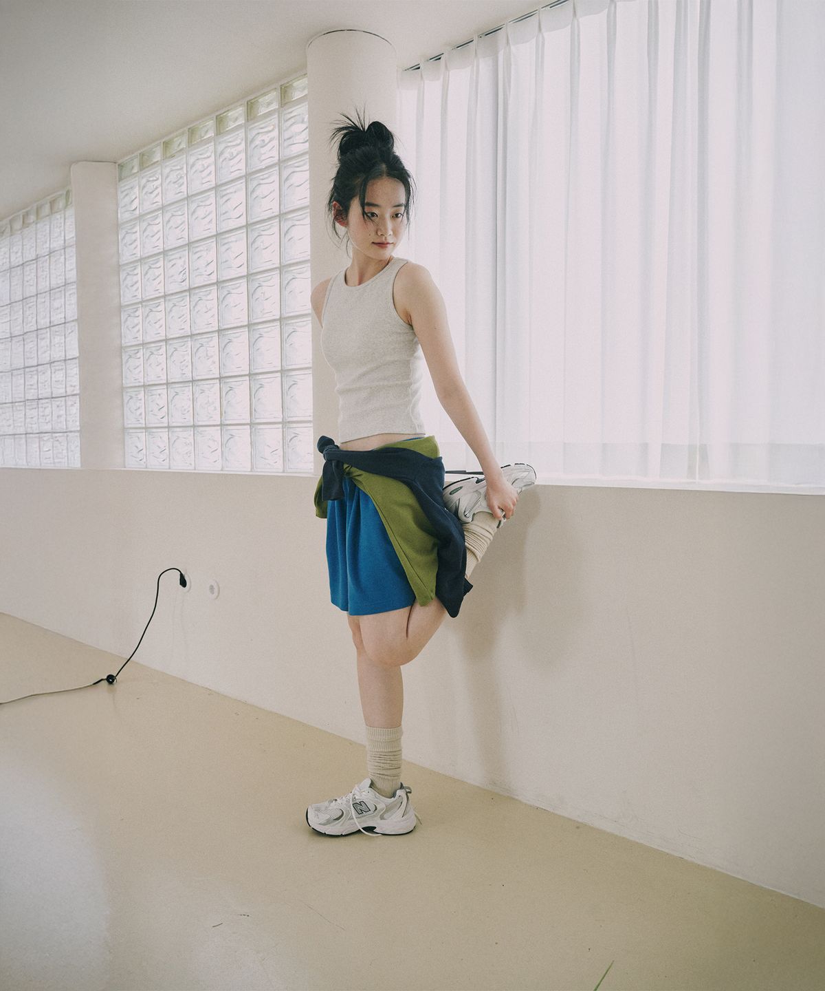 오끼뜨(OGGITT) 베이직 코튼 캡 내장 나시 멜란지그레이