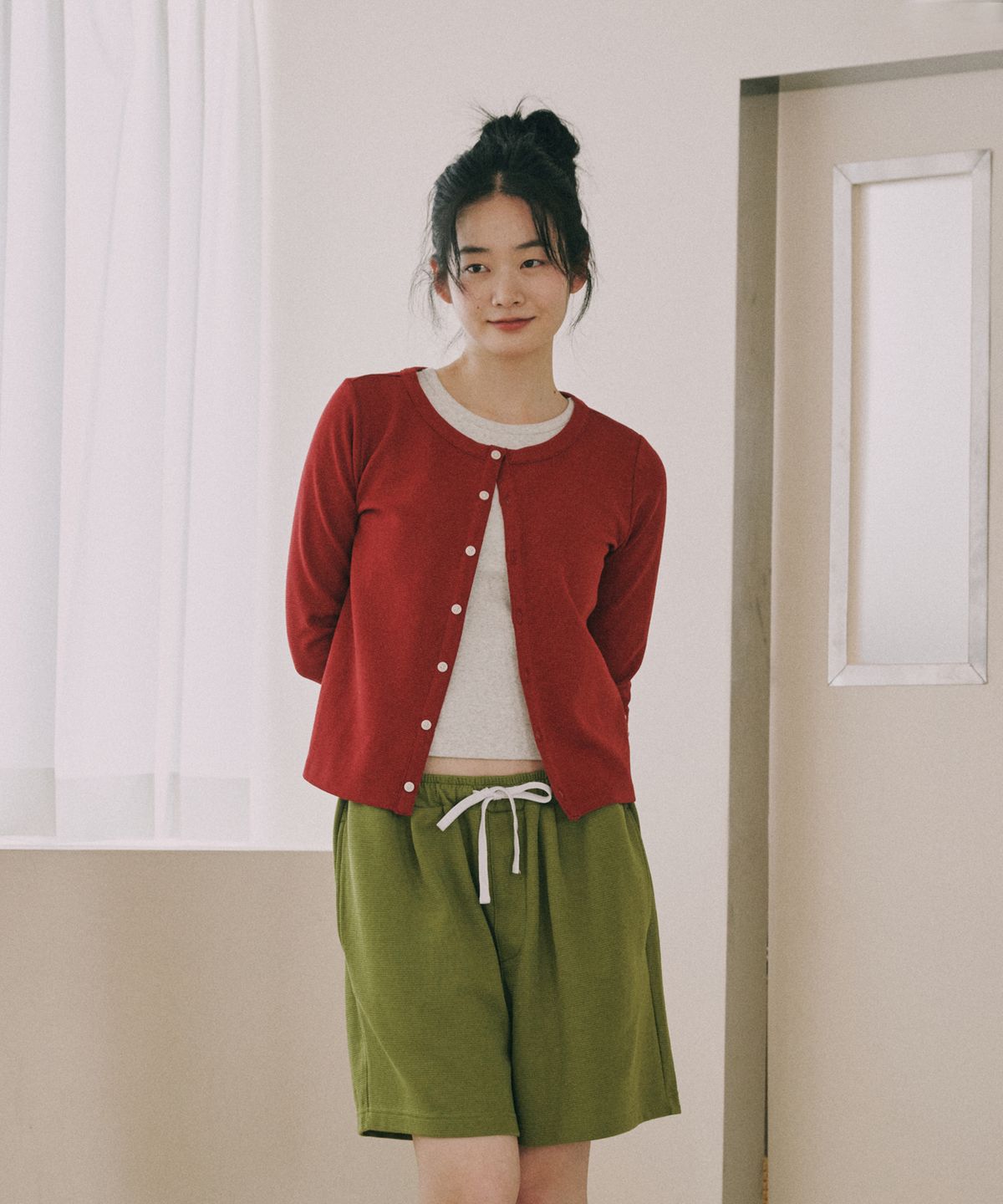 오끼뜨(OGGITT) 베이직 코튼 캡 내장 나시 멜란지그레이