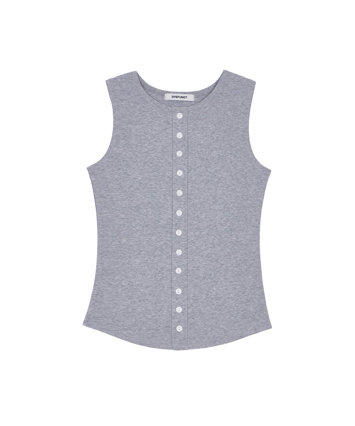 디스펑트(DYSFUNCT) BUTTON DETAIL SLEEVELESS TOP(GRAY)