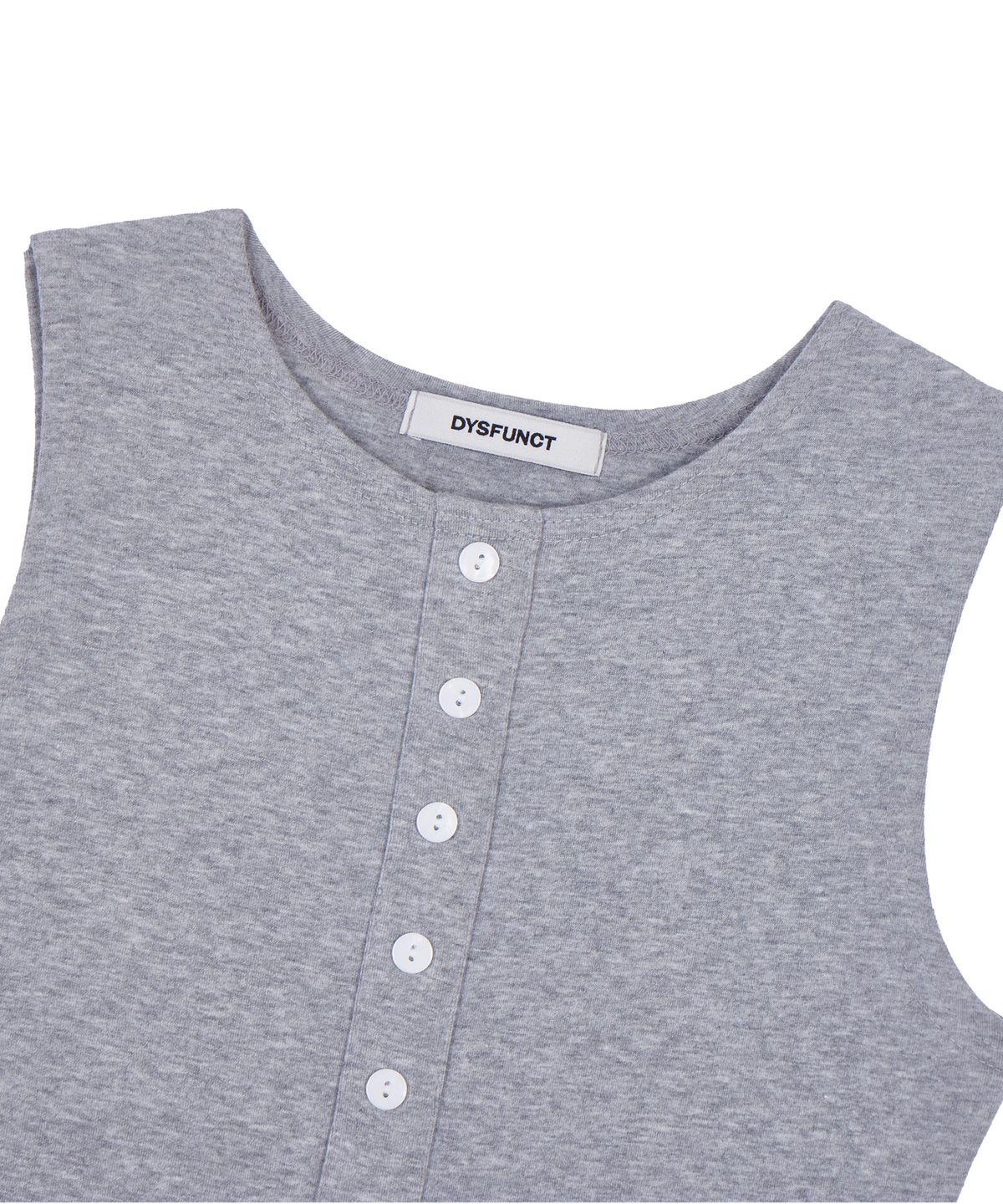디스펑트(DYSFUNCT) BUTTON DETAIL SLEEVELESS TOP(GRAY)