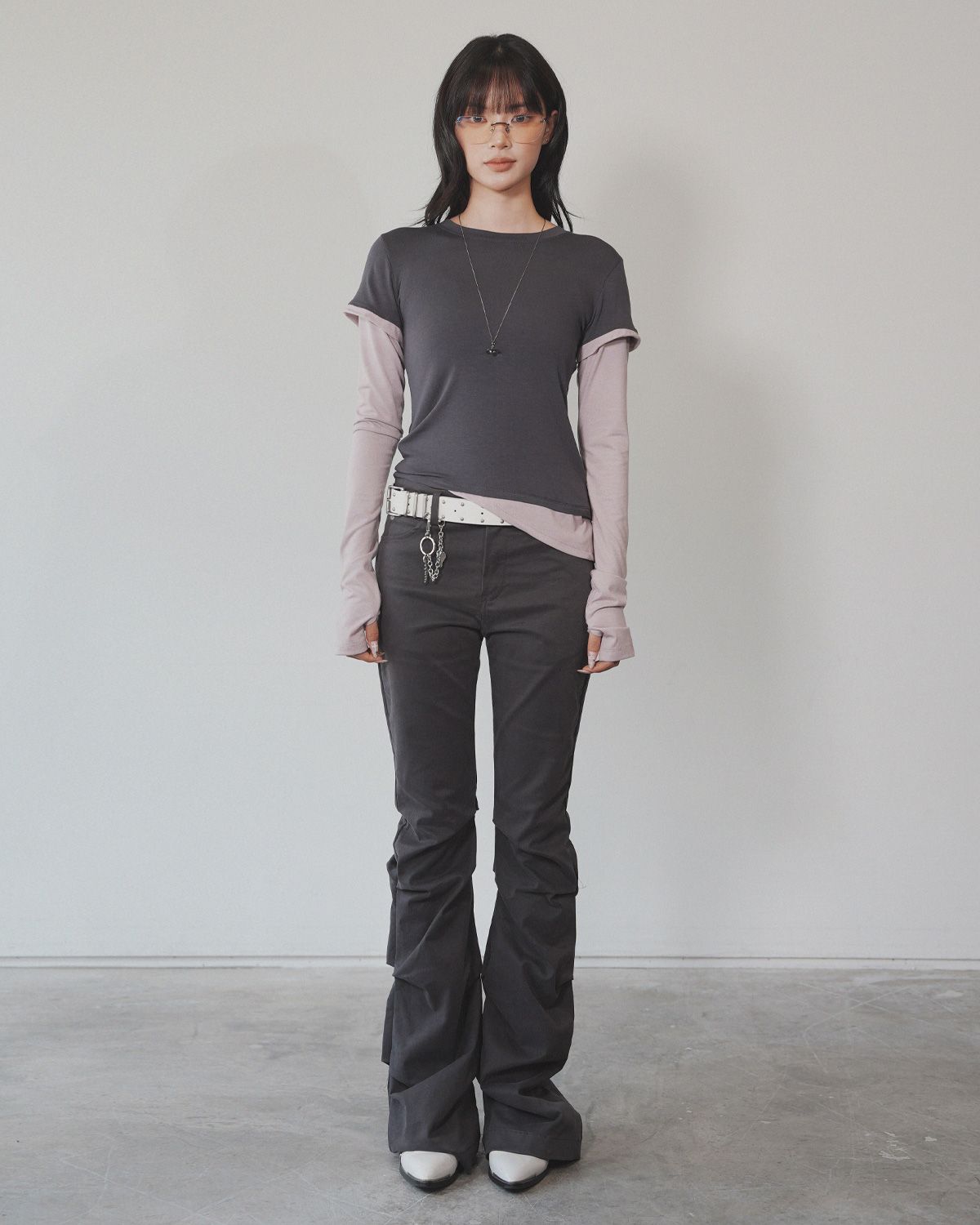 여린(YEORIN) Soft Layered Long Sleeve (Charcoal)