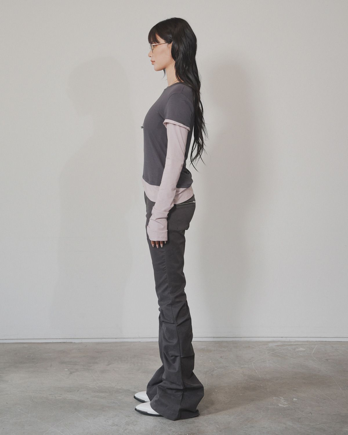 여린(YEORIN) Soft Layered Long Sleeve (Charcoal)