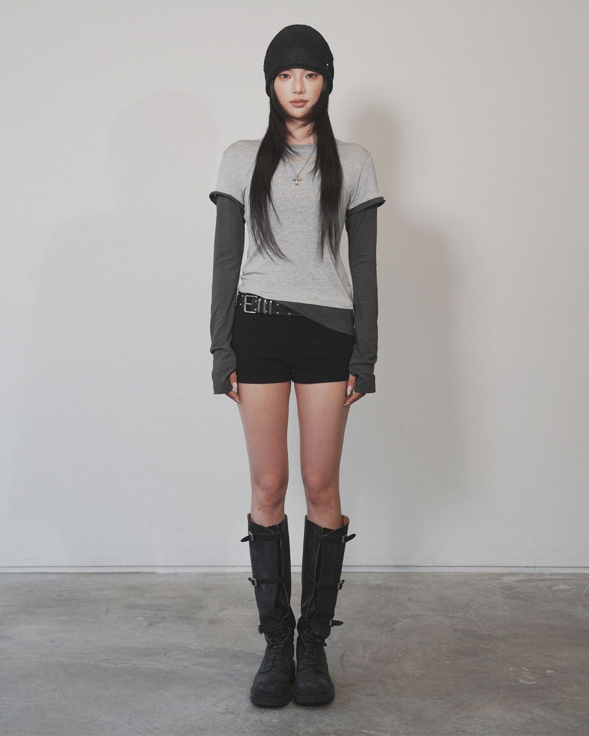여린(YEORIN) Soft Layered Long Sleeve (Grey)