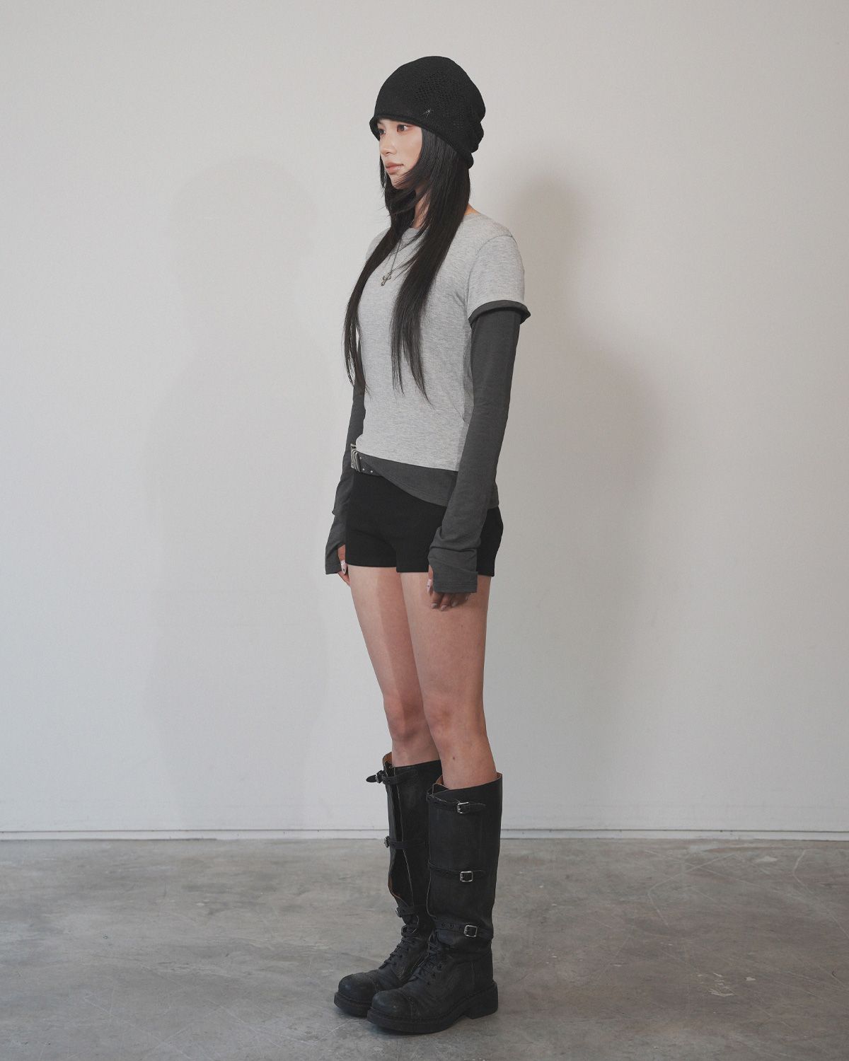 여린(YEORIN) Soft Layered Long Sleeve (Grey)