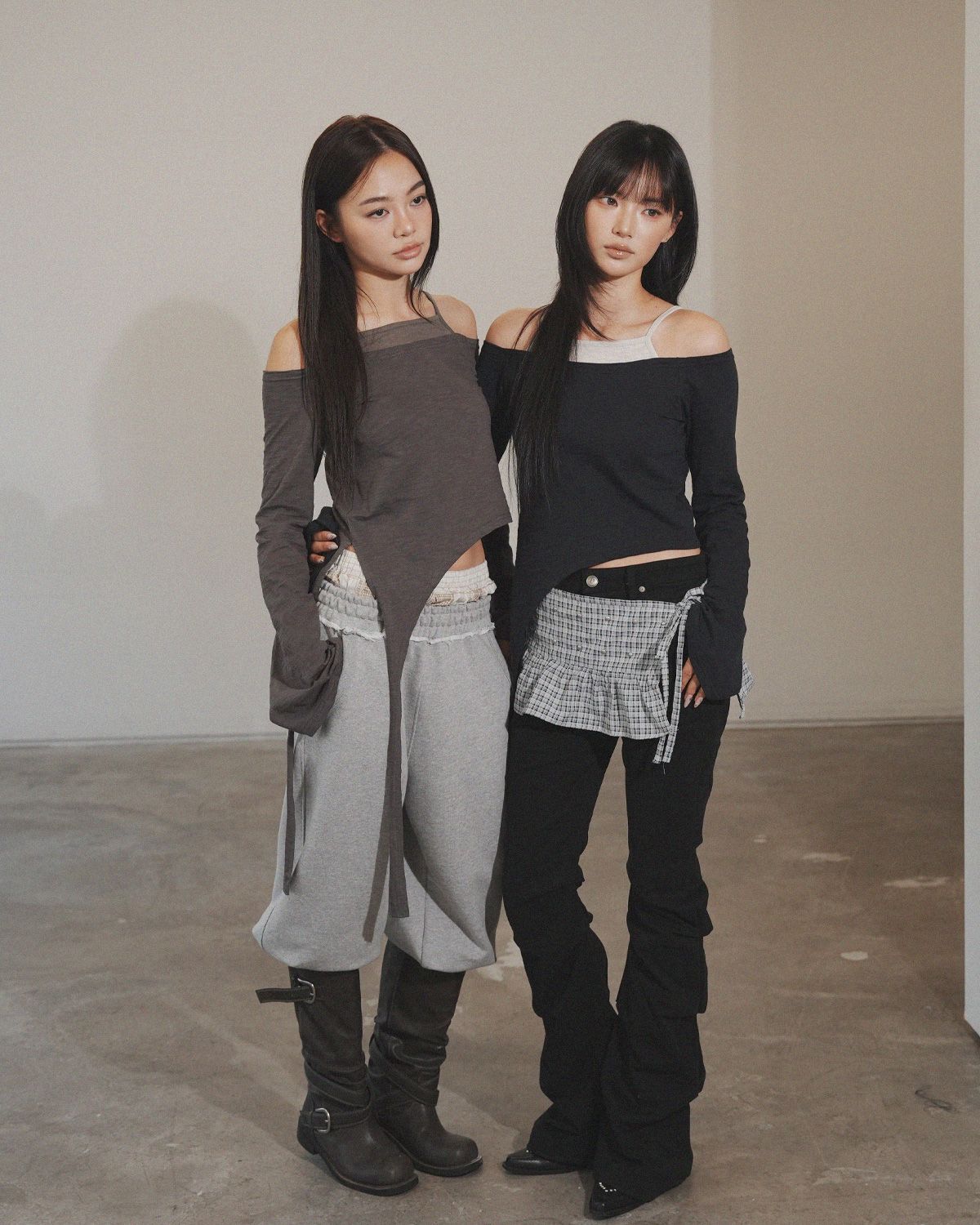 여린(YEORIN) Stud Layered Wrap Skirt (Blue)