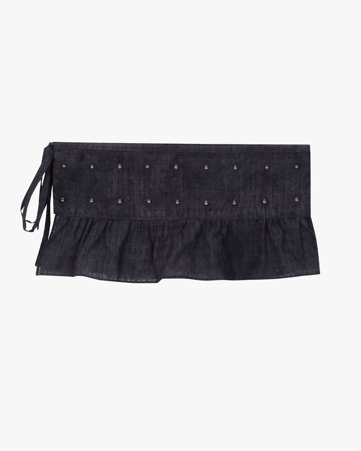 여린(YEORIN) Stud Layered Wrap Skirt (Charcoal)